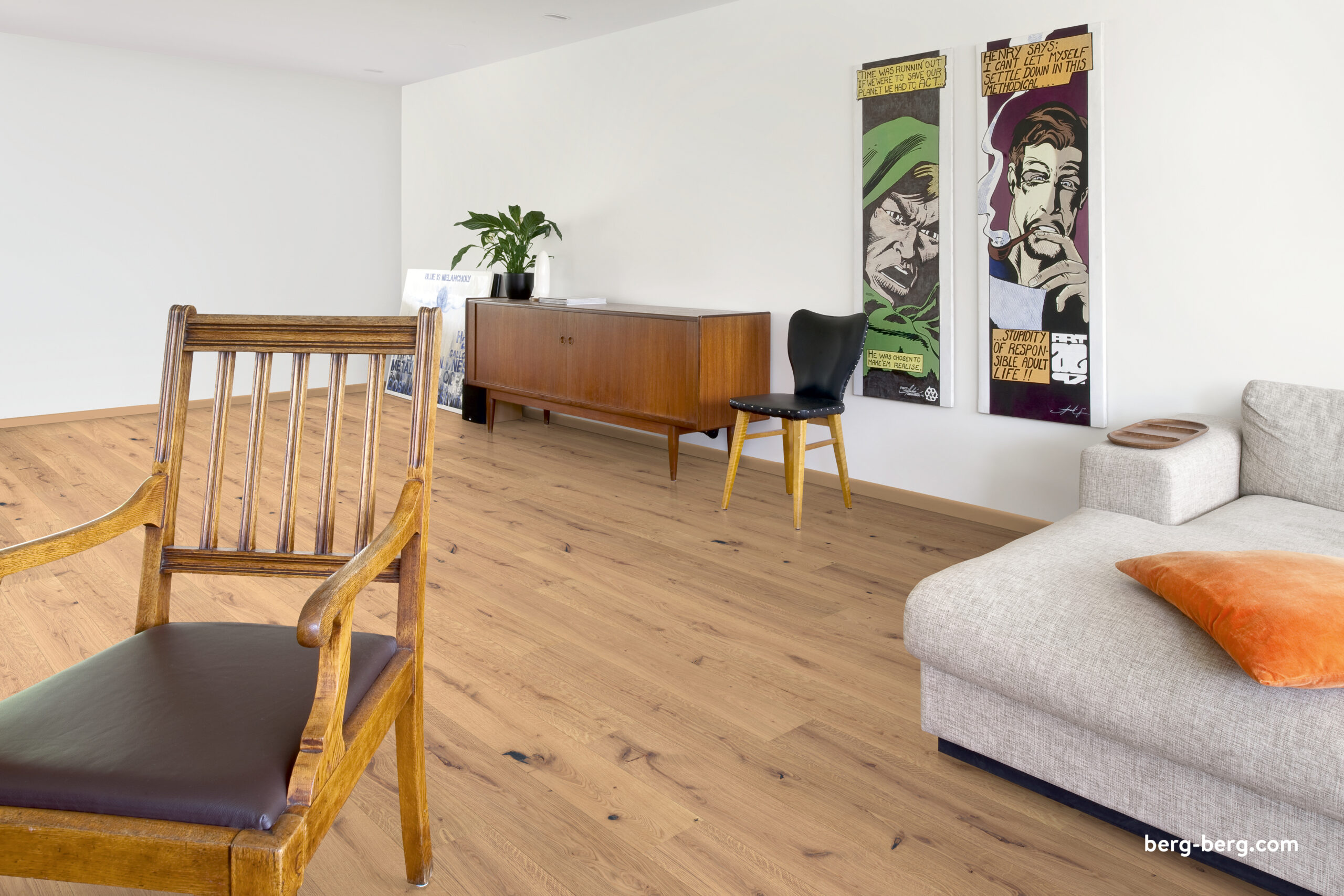 Berg & Berg Parkettgolv Ek XXL Raskamåla Borstad Vitolja