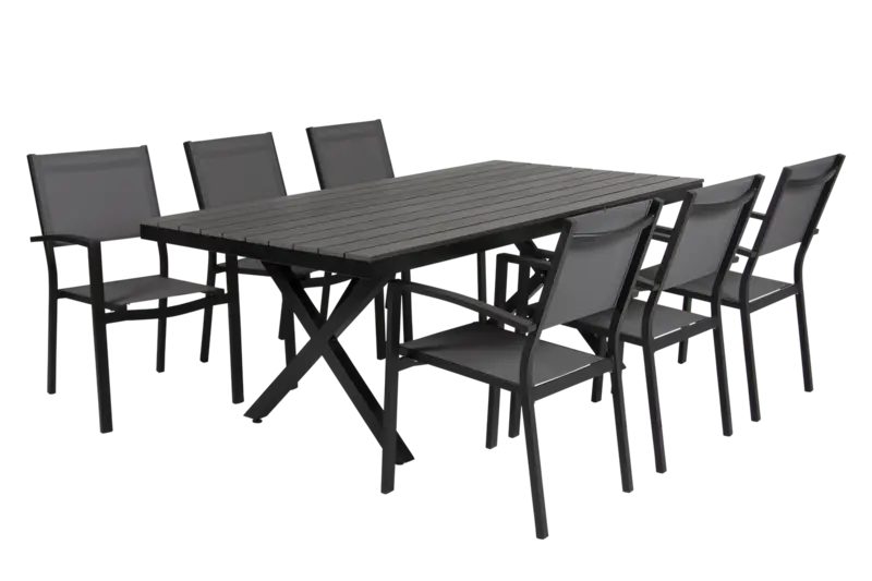 Brafab Leone Matgrupp 6 stolar + matbord närbild