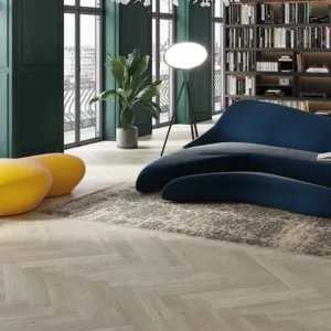 Wallmann Fiskbensparkett Ek Grissini Borstad Vit Mattlack