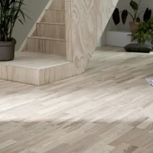 Wallmann Parkettgolv Ask 3-stav Vit Mattlack