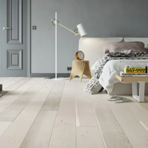 Wallmann Parkettgolv Patricier Ek Plank Rustik Borstad Vit Mattlack